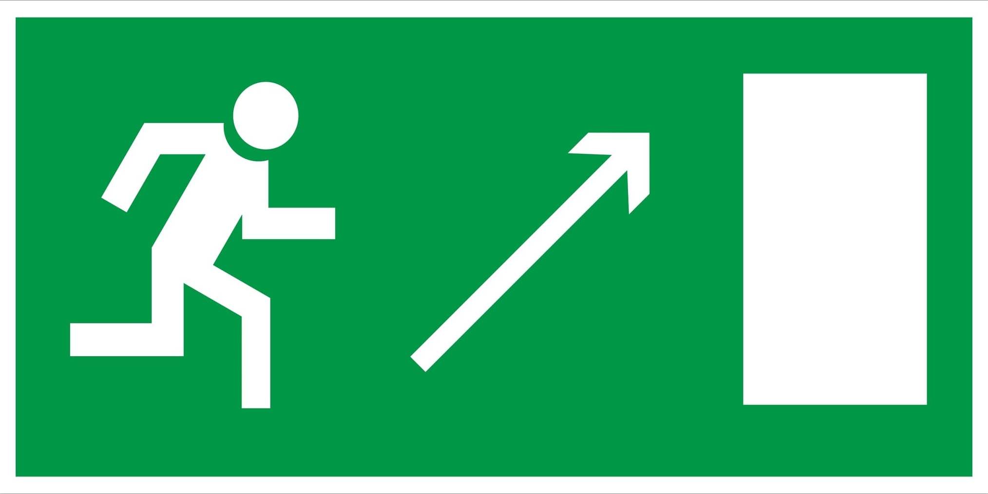знак эвакуационный направление к эвакуационному выходу направо вверх