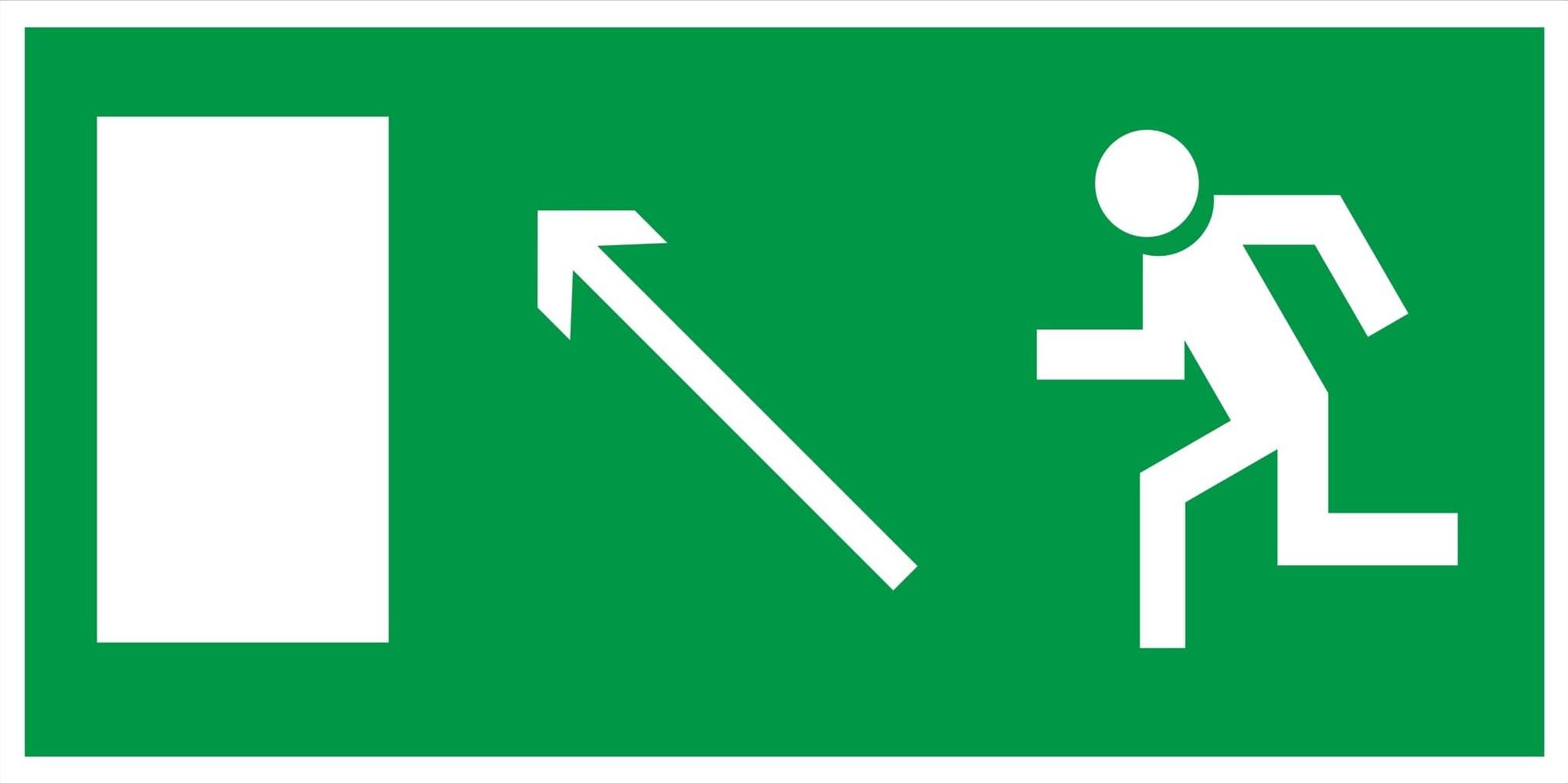 знак эвакуационный направление к эвакуационному выходу налево вверх