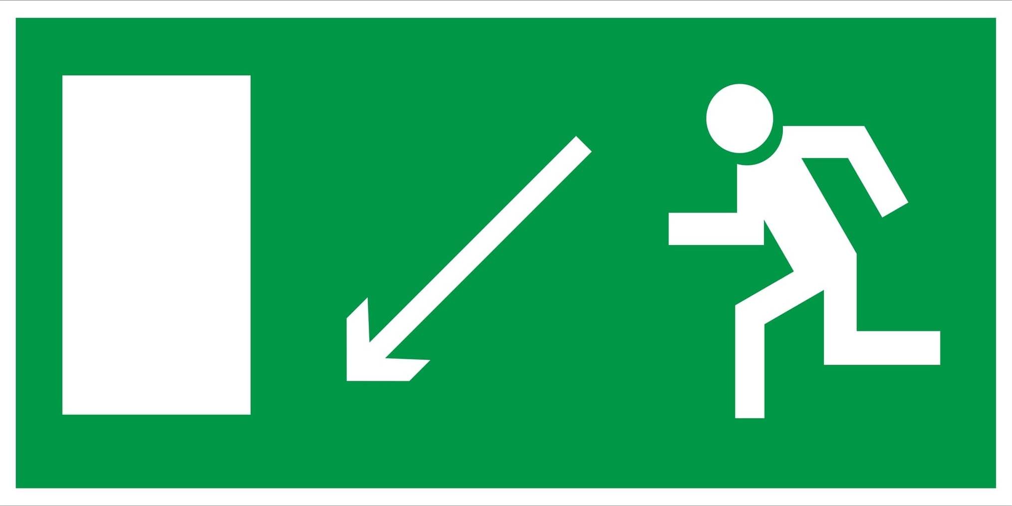 знак эвакуационный направление к эвакуационному выходу налево вниз
