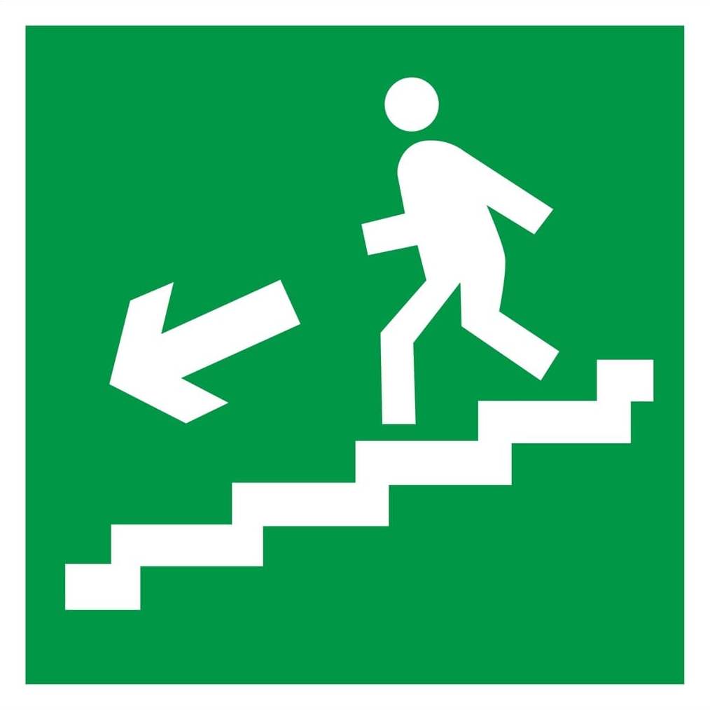 знак эвакуационный направление к эвакуационному выходу по лестнице вниз